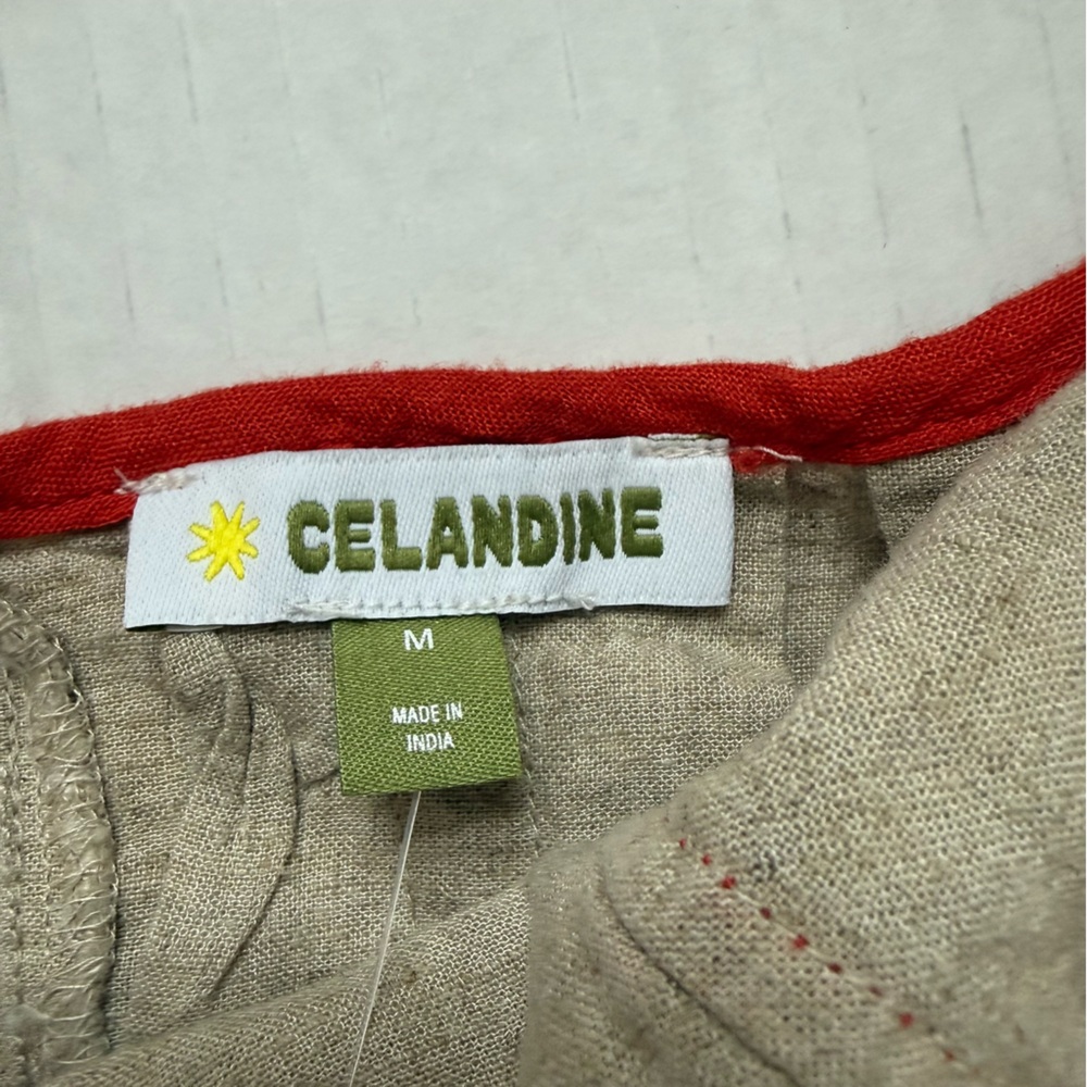 Anthropologie Celandine Beige Crab Shack Bib Linen Blend Mini Dress - Picture 4 of 9